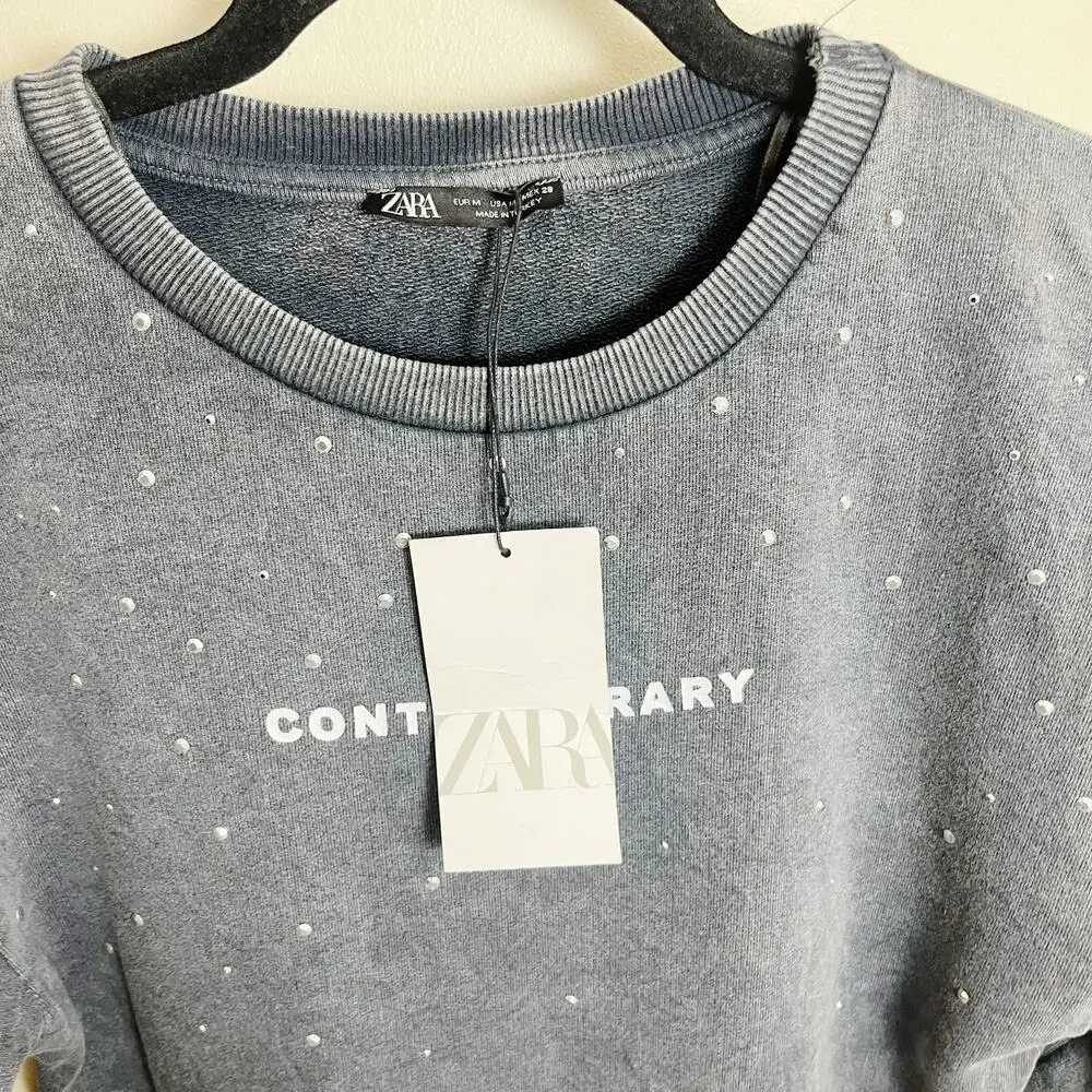 NWT Zara Washed Effect Sweatshirt Dress Size M Gray New‎ 100% Cotton - Picture 13 of 13